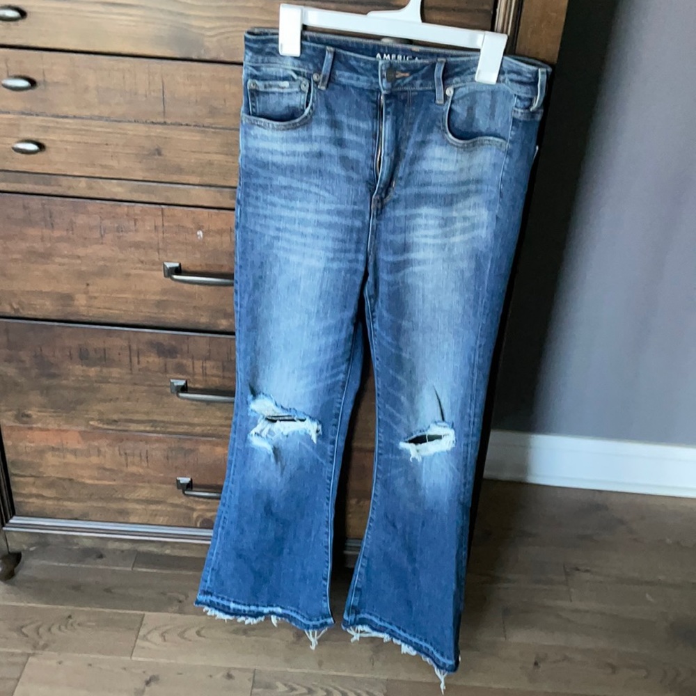 Bell bottom ripped American Eagle jeans